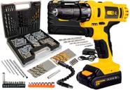 Furadeira Parafusadeira À Bateria 21v Bivolt + Kit 300 Peças