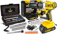 Furadeira Parafusadeira De Impacto 2 Baterias 21v 3/8 Com Jogo De Soquetes 40 Peças The Black Tools