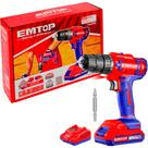 Furadeira/Parafusadeira Emtop 20V 45N Bt2A+Carr Furadeira/Parafusadeira Emtop 20V 45N Bt2A+Carr