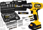 Furadeira Parafusadeira Kit Jogo Ferramentas Oficina 94 Peças Amarelo 50/60hz The Black Tools