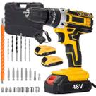 Furadeira Parafusadeira Sem Fio Eixo Flexível Com 2 Baterias Kit Completo Soquetes Brocas 48V Bivolt