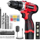 Furadeira sem fio GardenJoy 12V 65 unidades Kit compacto de acessórios