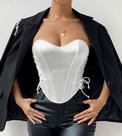 G0113 Blusa Top Cropped Branco Corselet Corpete sem alça 347s