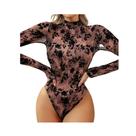 G0328-Body Blusa Luxo Manga Longa Florido Colado Gola Alta Ag2758