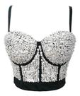 G0603-Blusa Top Cropped Corpete Festa Balada Bordado Luxo 469s