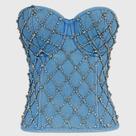 G0611-Blusa Top Cropped Festa Balada Sexy Corselet Brilho Luxo 6z