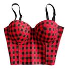 G0701-Top Cropped Festa Balada Corset Feminina Palheta Bojo Xadrez