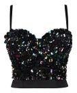 G0802-Blusa Top Cropped Corpete Corselet Festa Brilho Luxo 575s