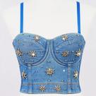 G0803-Blusa Top Cropped Corpete Corselet Festa Luxo Brilho 576s