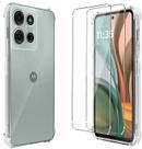 G15 Capinha Moto G15 Case Reforçada Silicone Transparente Flexível Anti Choque Proteção De Câmera e Pelicula Motorola G15 Vidro 3D Cobertura Total