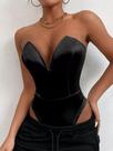 G1601 Blusa Body Corselet Corpete Preto sem alça Luxo 438q