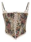 G3001-Blusa Top Cropped Corselet Floral Estampa Amarração 4s1001