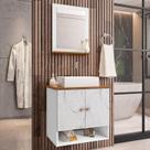 Gabinete Arm Banheiro Deli 2 Portas com Cuba Torino Branca