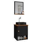 Gabinete Arm Banheiro Lima 1 Porta com Cuba Tulipa Preta