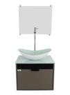 Gabinete Armário Banheiro 40cm Cuba Oval Branca com Espelho