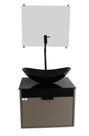 Gabinete Armário Banheiro 40cm Cuba Oval Preta com Espelho