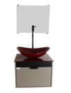 Gabinete Armário Banheiro 40cm Cuba Oval Vermelha