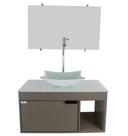 Gabinete Armário Banheiro 60cm Cuba Quadrada Branca com Espelho