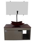 Gabinete Armário Banheiro 60cm Cuba Quadrada Vermelha com Espelho