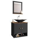 Gabinete Armário Banheiro Deli 2 Portas Cuba Concava Preta