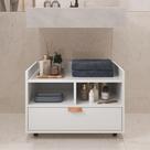 Gabinete Armário Banheiro Pia De Coluna C/ Rodízios Cobreado