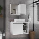 Gabinete armario banheiro virtus 60cm + cuba soprepor + espelheira branco inteiro