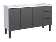 Gabinete Armário Cozinha Jupter 1.50 Mt 100% Aço P/ Pia -Balção -3 Portas- 3 Gavetas