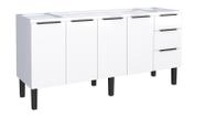 Gabinete Armário Cozinha Jupter Cozimax 1.80 Mt 100% Aço P/ Pia -Balção 180 cm -4 Portas- 3 Gavetas -