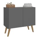 Gabinete Armário De Banheiro 62,5cm Retrô 2 Portas Multimóveis Mp5045 Grafite/natural