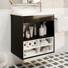 Gabinete Armario de banheiro Alice com Nichos e Cuba Preto Branco Gabinete Armario de banheiro Alice com Nichos e Cuba Preto Branco