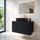 Gabinete Armário para Banheiro 60cm MDF com Cuba UDINE PRETO