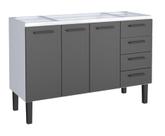 Gabinete / Balcão de Cozinha JU em Aço para Pia de 1.40m 3 Portas e 4 Gavetas Cor Preto/Branco Gabinete / Balcão de Cozinha JU em Aço para Pia de 1.40m 3 Portas e 4 Gavetas Cor Preto/Branco