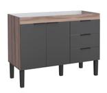 Gabinete / Balcão FL de Cozinha em MDF / MDP para Pia de 1.20m 2 Portas + 3 Gavetas Cor Preto/Tamarindo