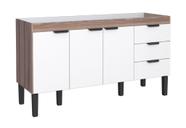 Gabinete / Balcão FL de Cozinha em MDF / MDP para Pia de 1.60m 3 Portas + 3 Gavetas Cor Branco/Tamarindo
