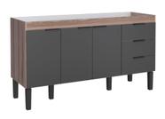 Gabinete / Balcão FL de Cozinha em MDF / MDP para Pia de 1.60m 3 Portas + 3 Gavetas Cor Preto/Tamarindo