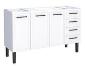 Gabinete / Balcão JU em Aço para Pia de 1.50m 4 Gavetas e 3 Portas Cor Branco