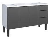 Gabinete / Balcão JUP de Cozinha em Aço para Pia de 1.40m 3 Portas + 3 Gavetas Cor Preto/Branco