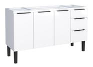 Gabinete / Balcão JUP de Cozinha em Aço para Pia de 1.50m 3 Portas + 3 Gavetas Cor Branco