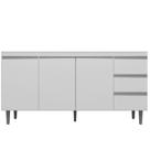 Gabinete Balcão Lena 1.50m 3 Portas 3 Gavetas C/ Tampo Cozinha Branco - Bela Móveis
