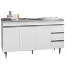 Gabinete Balcão Martin 1.50m 3 Portas 3 Gavetas S/ Tampo Cozinha Branco Gabinete Balcão Martin 1.50m 3 Portas 3 Gavetas S/ Tampo Cozinha Branco