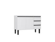 Gabinete / Balcão NET de Cozinha em Aço para Pia de 1.20m 2 Portas + 3 Gavetas Cor Branco/Preto