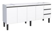 Gabinete / Balcão NET dee Cozinha em Aço para Pia de 2.00m 4 Portas + 3 Gavetas Cor Branco
