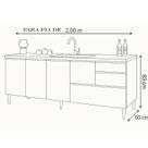 Gabinete Balcão Para Pia 2 Metros Maceió Castanho Puxador Aluminio