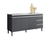 Gabinete Balcão Para Pia Andreia Com Tampo 150cm 3 Portas 3 Gavetas Cinza Fosco - Ajl Móveis Gabinete Balcão Para Pia Andreia Com Tampo 150cm 3 Portas 3 Gavetas Cinza Fosco - Ajl Móveis