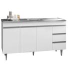 Gabinete Balcão Tesser 1.50m 3 Portas 3 Gavetas S/ Tampo Cozinha Branco - Bela Móveis Gabinete Balcão Tesser 1.50m 3 Portas 3 Gavetas S/ Tampo Cozinha Branco - Bela Móveis