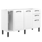 Gabinete Bancada Cozinha 1,40cm 2 Portas 3 Gavetas Multiuso