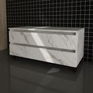 Gabinete Banheiro 2 Gavetas 80Cm Mármore Branco