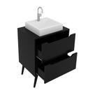 Gabinete Banheiro 60cm 2 Gavetas Retrô Cr10119 Preto