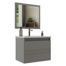 Gabinete Banheiro 60cm Com Cuba E Espelheira Multimóveis Cr10103 Cimento Cimento