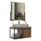 Gabinete Banheiro 70cm Com Cuba E Espelheira Cr10107 Noce